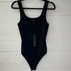House of Harlow 1960 Black Scoop Neck One-Piece Bodysuit NEW WITH TAGS